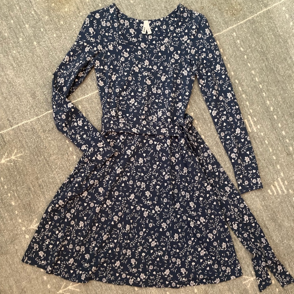 Pact Fit & Flare Ballet Dress in Western Floral French Navy